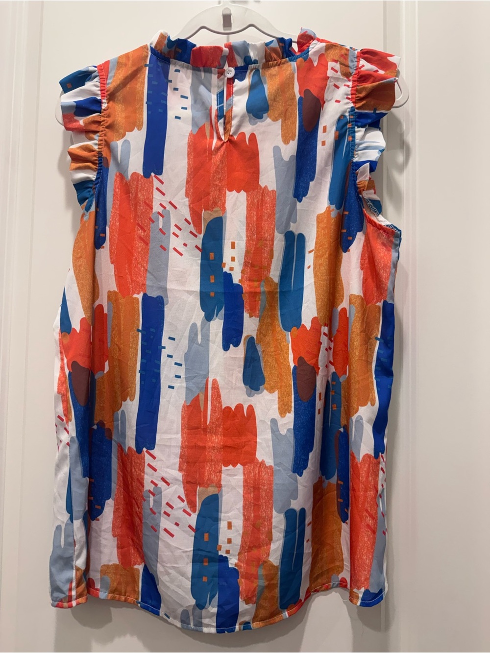 Abstract Brushstroke Ruffle Sleeve Blouse - Multicolor - Picture 5 of 6